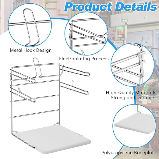 Ferraycle 2 Pcs Plastic Grocery Bag Holder Shopping Rack Fits 11½"W x 6" D x 21" H T Shirt Rack Plastic Bag Organizer with PP Base for Grocery Store, 12" W x 12" L x 16" H