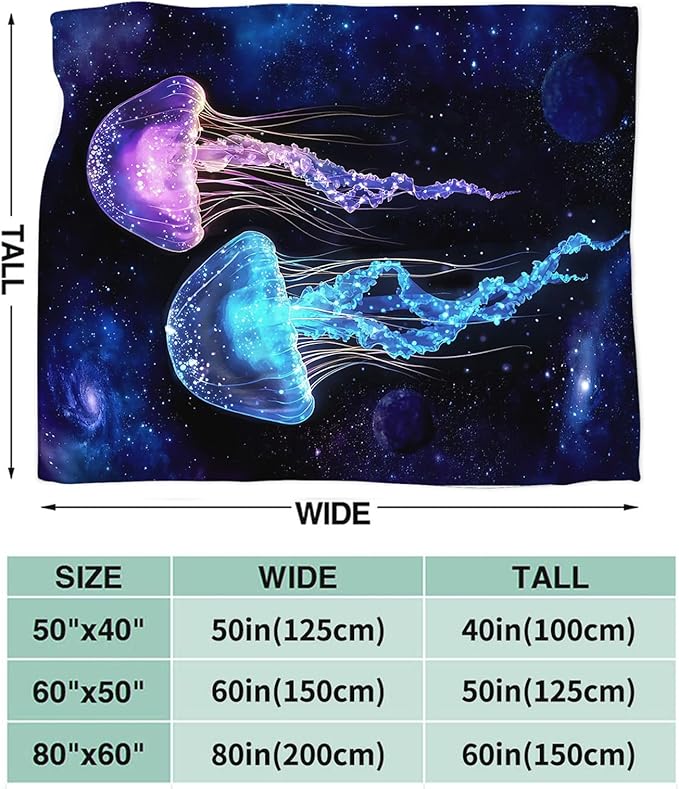 Tijuboni Jellyfish Throw Blanket Jellyfish Gifts for Girls Boys Women Men Kids Adults Soft Flannel Fleece Blanket for Couch Sofa Bed Home Decor 40"x50"