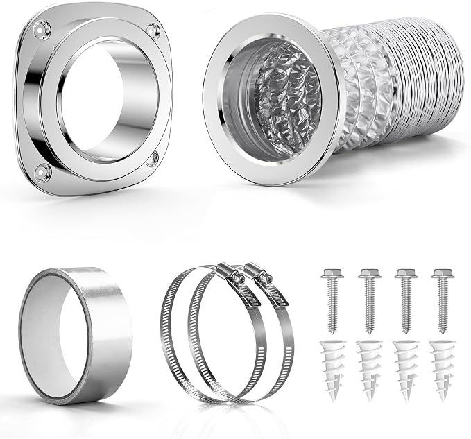 Magnetic Dryer Vent Connector Kit, Easy to Clean Quick Connector Dryer Vent Coupling with 3.3ft of 4" Hose and 2 Clamps