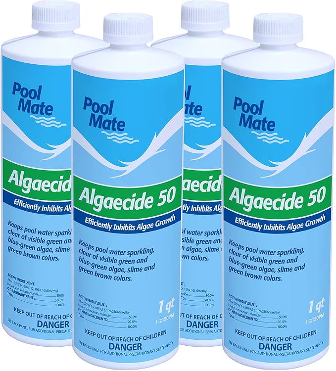 Pool Mate 1-Quart 4-Pack Premium Algaecide 50, Algaecide for Pool, Made in USA