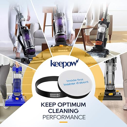 KEEPOW Vacuum Belt and Filter Compatible with Eureka Power Speed Vacuum NEU182B, NEU181, NEU180 NEU180B NEU180C NEU182A NEU12CT NEU186 NEU188 NEU188A NEU190 NEU192A NEU202, Part #E0202 & E0205, 9 Pack