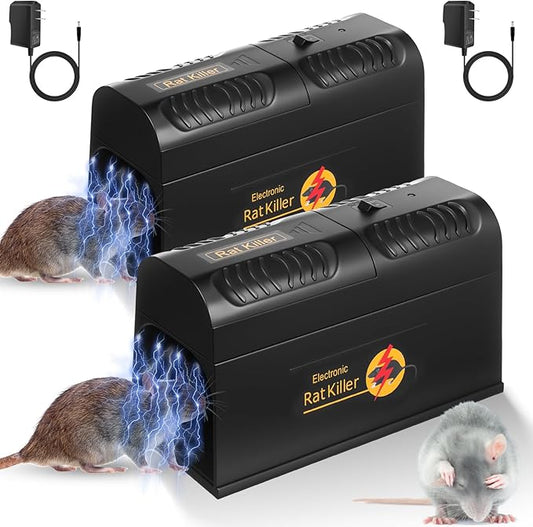 2 Pack High Voltage Electric Mouse Trap Zapper, Instantly Kills Mice & Rats, No Touch Reusable Indoor Rodent Killer for Home, Kitchen, and Commercial Use
