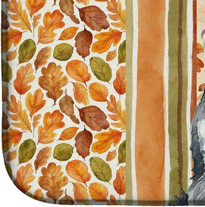 Caroline's Treasures Schnauzer Heirloom Fall Dish Drying Mat Absorbent Dish Drying Mat Pad for Kitchen Counter Dish Drainer Mat for Countertop, 14 x 21", Multicolor