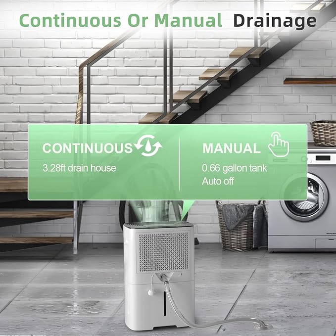 Hogarlabs 50 Pint Dehumidifier for Basement & Whole House, Covers 3500 Sq.Ft, with Drain Hose & Auto Humidity Control, Quiet for Bedroom, Bathroom, Garage, Large Room Dehumidifier.