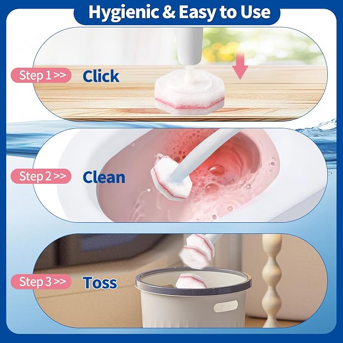 100 Count Toilet Bowl Wand Refills, Disposable Toilet Cleaner Refills, Disposable Wand Heads Compatible with Clorox and the Most Toilet Brushes,Cherry Blossom