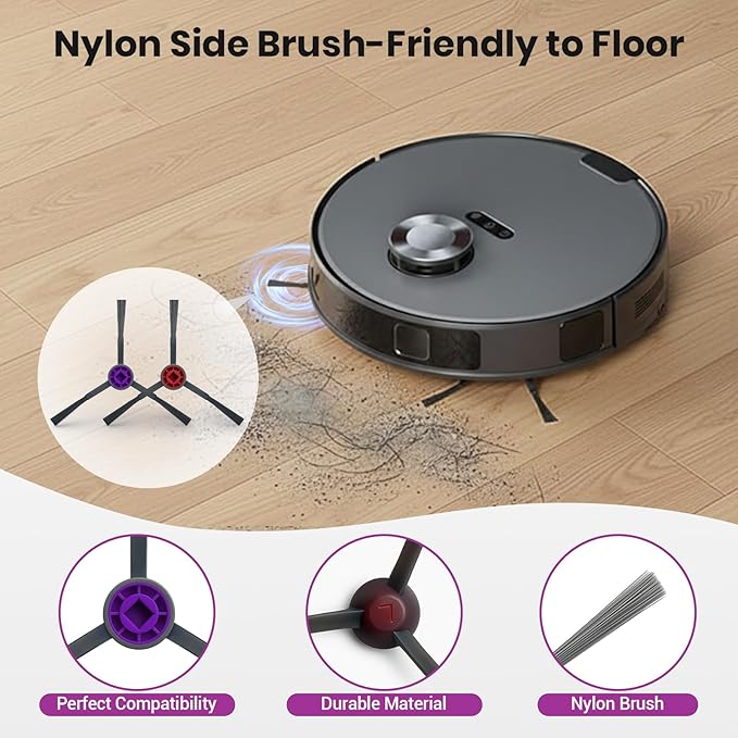 E20 Plus Replacement Parts for Eureka E20 Plus Robotic Vacuum Cleaner Parts with 2 Roller Brush, 4 HEAP, 6 Mops, 8 Side Brushes,1 Screwdriver, 1 Clean Brush