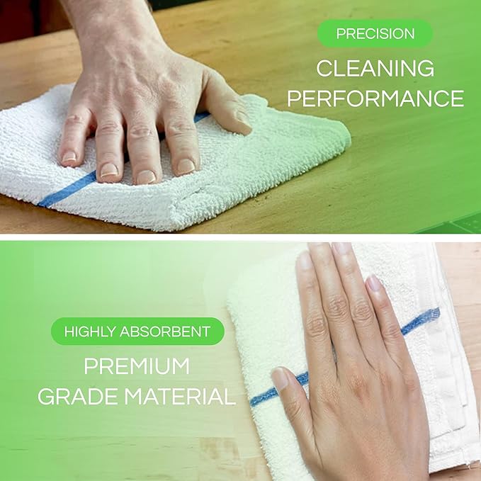 Towels N More 24-Pk 16x19 30 Oz. Absorbent Cotton Kitchen Bar Mop Towels | Reusable Kitchen Cleaning Towels for Chef, Cook, Home, Restaurant & Bar. Highly Absorbent, Multi-Purpose Cotton Towels
