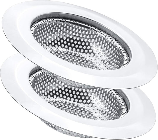 2 Pcs Kitchen Sink Strainer, Stainless Steel Drain Cover, Large Wide Rim 4.5" Diameter, Anti Clogging Basket Catcher, Dishwasher Safe