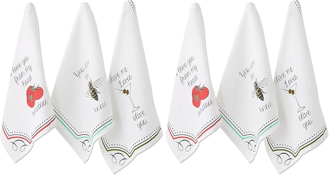 DII Everyday Collection Dishtowel Set, 18x28, Love You 3 Piece (Pack of 2)