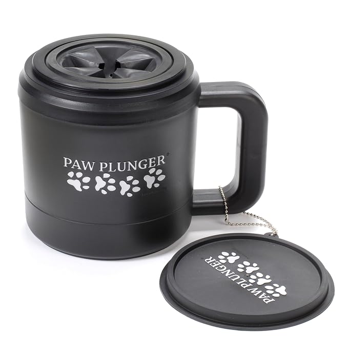Paw Plunger – Dog Paw Cleaner - Dog and Puppy Essentials - Portable Dirty Paw Washer - Ideal for Small Dogs - Black