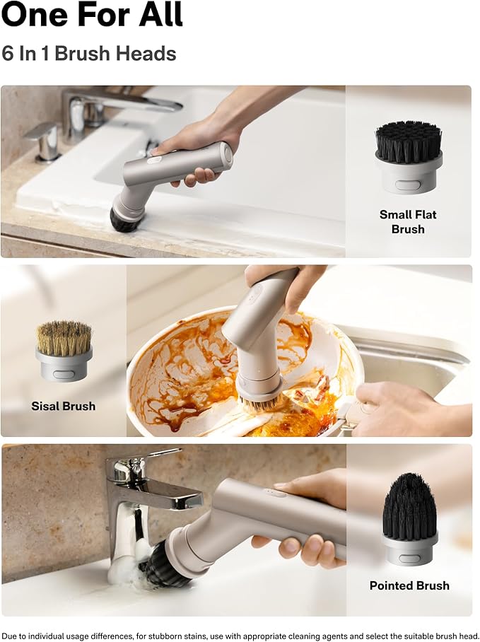 HOTO 9 Pcs Replacement Pads + HOTO Handheld Short-Handle Electric Spin Scrubber