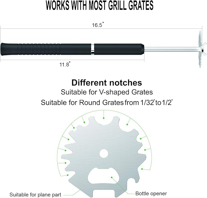 Universal BBQ Grill Scraper for Hot Grill Grates- 16.5 Inch Long Handle Barbecue Grill Cleaner with Stainless Steel BBQ Cleaning Tools Fit Most Grills