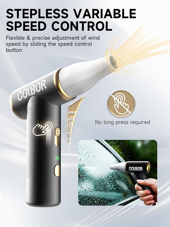 Compressed Air Duster COLBOR Electric Mini Blower for PC Cleaning Kit 100000RPM Cordless with LED Light & Nozzle Rechargeable Air Cleaner Keyboard Plumero de aire comprimido Turbo Jet Fan