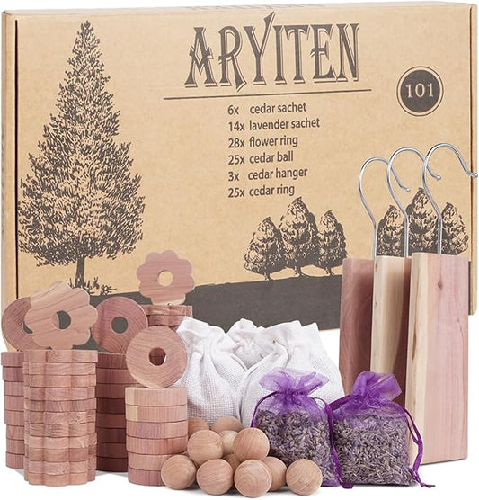 Aryiten Cedar Balls for Clothes Storage, Aromatic Scent Cedar Wood Balls for Kitchen, Closets Storage and Drawers Freshener, 60 Pack