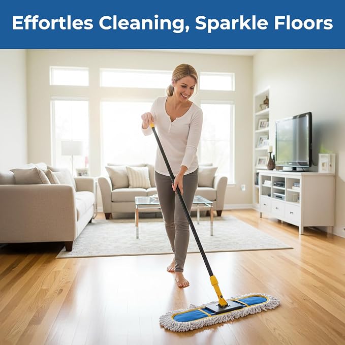24" Push Broom Brush and 24" Dust mop, with a Large 24-inch Coverage Area for Heavy-Duty Sweeping and Mopping