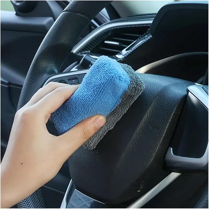 Microfiber Car Wash Sponge Wax Applicator Pads Car Paint Care Polishing Pads Polishing Sponges Auto Detailing Sponge Eraser(1Pcs Blue Gray)