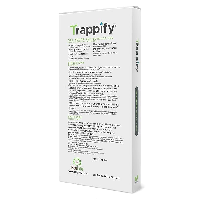 Trappify Adhesive Moth Traps for Clothes | Monitoring Pantry Moth Traps for House Indoor | Easy Setup Glue Trap for Kitchen, Cabinet, Cupboard, Storage Rooms (12 Pack)