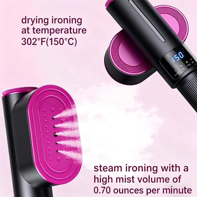 2 in 1 Travel Steamer Iron for Clothes,1200W Portable Handheld steamer for clothes, One-Button Switch, Fast Heat-Up, Quick Wrinkle Removal, Dry & Steam Ironing,110V(Black)