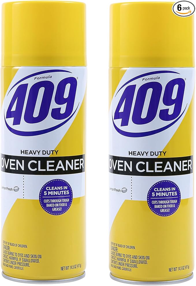 Formula 409 Heavy Duty Oven and Grill Cleaner Spray, Lemon Scent, Cuts Baked-On Grease and Grime on Contact, Fume-Free Aerosol, 5-Minute or Overnight Deep Clean, 14.5 Oz - 2 Pack