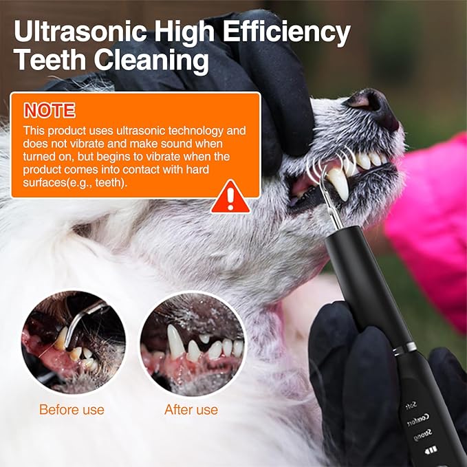 TroisAmis Dog Ultrasonic Plaque Remover for Teeth, Tooth Scaler for Dogs, Dog Teeth Cleaning Kit - Teeth Cleaner with LED Light，Canident Dog Tartar Remover, Electronic Dog Toothbrush, Protect Gums