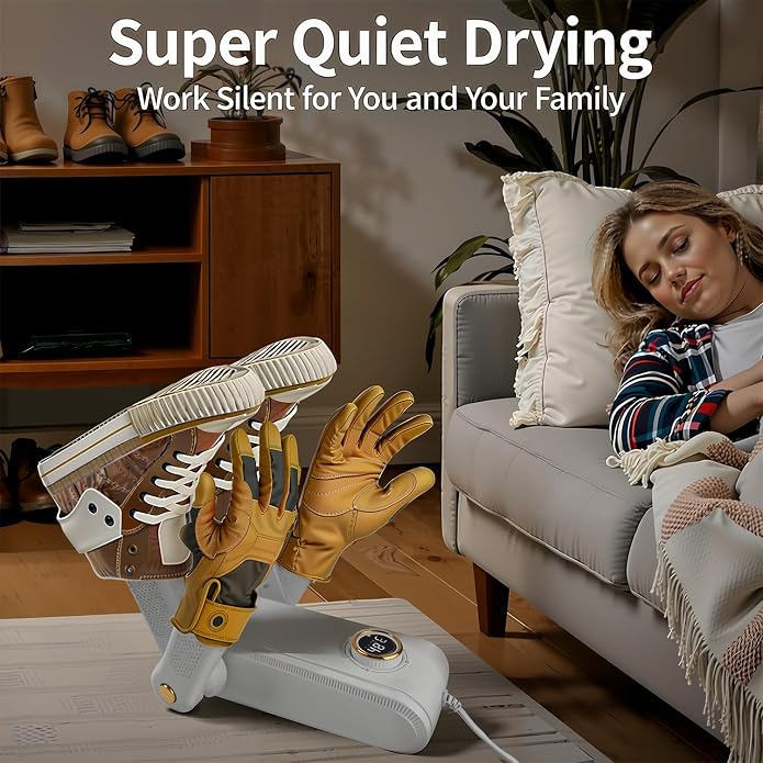 EXELIQ Shoe Dryer, 4 Adjustable Brackets, Portable Boot Dryer, Intelligent Timer, Boot and Glove Dryer, UV Light Sanitization