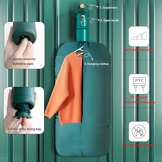 Mini Portable Clothes Dryer,Mini Clothes Dryer Machine,30 Minute Fast Drying Without Damaging Clothes,3-speed Intelligent Shutdown Mode,Suitable for Travel,Apartment,RV