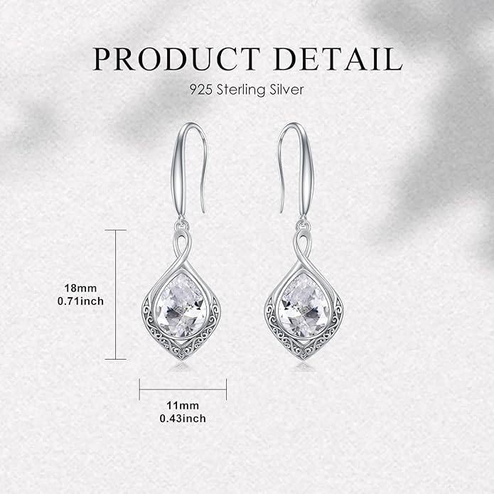 PELOVNY Celtic Knot Filigree Earrings for Women 925 Sterling Silver Moss Agate/Birthstone Infinity Earrings Birthday Christmas Jewelry Gifts for Mom Daughter Wife Sister