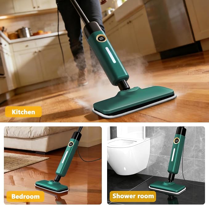 KEROMEE Steam Mop With 2 Washable Pads for Multi-floor Cleaning, High Temperature Steamer Cleaner for Sealed Hard Floors, Hardwood, Tile, Laminate