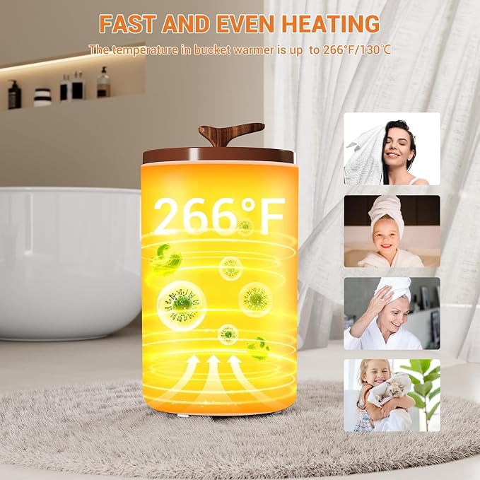 20L Towel Warmer for Bathroom with Adjustable Temperature, Timer Function, LED Display and Auto Shut-Off, Even Heating for Towels, Bathrobes & Blankets, Stainless Steel Liner, Separate Lid
