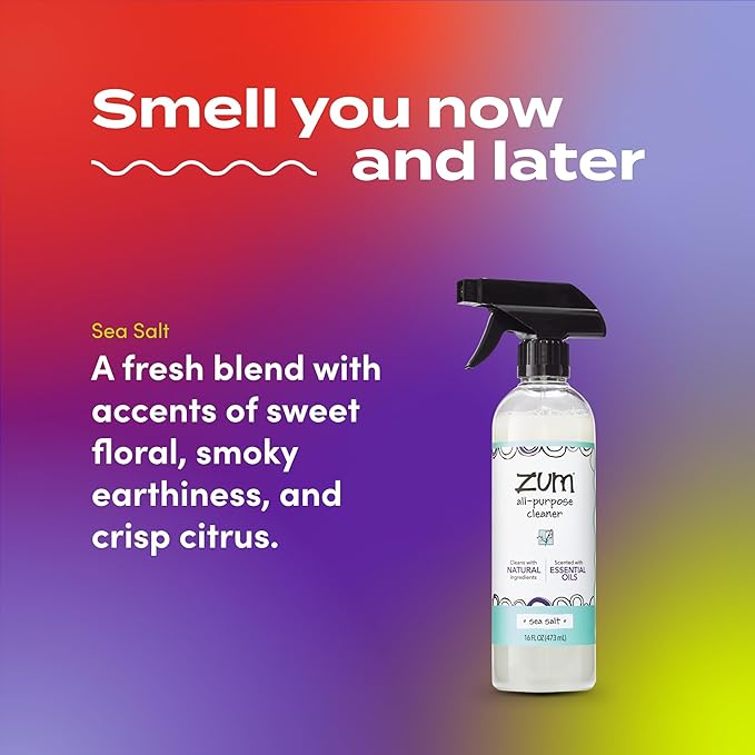 Zum by Indigo Wild All-Purpose Cleaner Combo (Pack of 2) - Natural Multipurpose Cleaners with Essential Oils, Baking Soda & More - Frankincense & Myrrh & Sea Salt, 16 fl oz Each