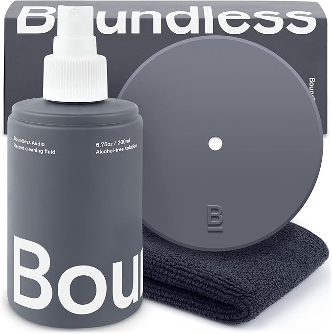 Boundless Audio Record Cleaning Solution - 6.75oz Vinyl Cleaner Fluid, Vinyl Cleaner Cloth & Record Label Protector