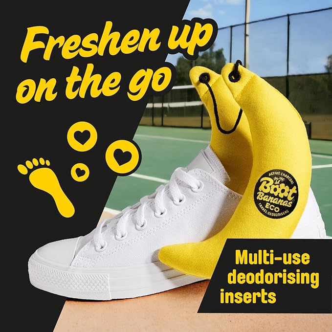 Boot Bananas Eco Travel Deodorisers | Light Weight, Sustainable, Reusable Sports Shoe & Glove Deodorizer Odour Neutralizer & Air Purifier | Eco-Conscious | Lasts up to 12 Months | 1 Pair