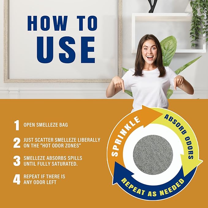 SMELLEZE Natural Mothball Smell Remover Deodorizer: 50 lb. Granules Gets Mothball Fumes & Odor Out