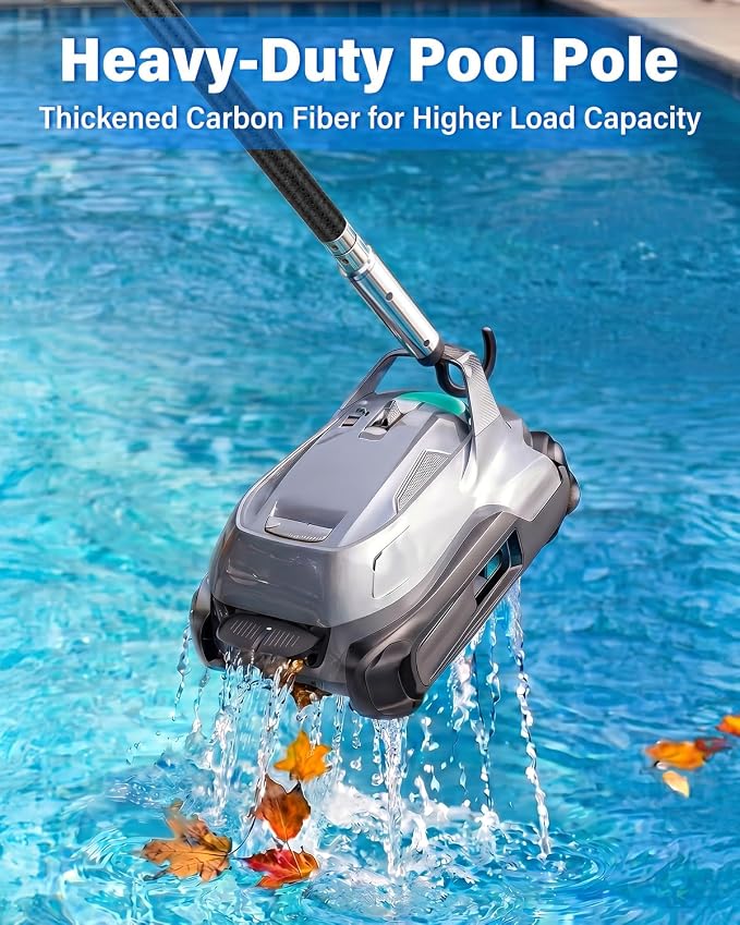 Pool Pole Carbon Fiber 16 FT, Heavy Duty Telescopic Pool Pole, Adjustable Swimming Pool Pole, Lightweight Extendable Pool Cleaning Pole for Skimmer Net, Pool Brush Vacuum, Universal 1-1/4" Accessories