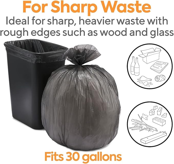 Coastwide Professional 20-30 Gallon Trash Bag, 30" x 36", Low Density, 0.45 mil, Black, 250 Bags/Box