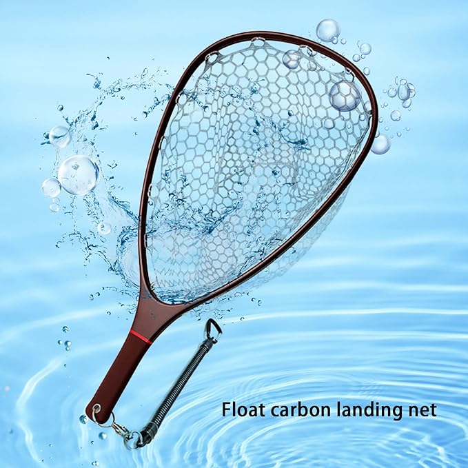 Aventik Fly Floating Fishing Net Carbon Fiber Landing Trout Net Light Weight Clear Rubber Ghost Net Catch & Release