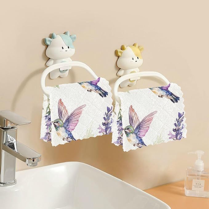 Lavender Hummingbird Kitchen Towels Dish Cloths Set of 6 Microfiber Cleaning Cloths for Cars Super Absorbent Machine