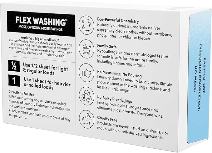 Clean Revolution Laundry Detergent Sheets, 200 Sheets, 400 Loads of Laundry, Fragrance Free, Septic Safe, Dissolves Completely
