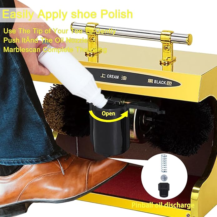 Sangeuhhlk Electric Shoe Buffer, Shoe Polisher Automatic Stainless Steel Dust Removal Polishing Clean Kit for Home Hotel Bank
