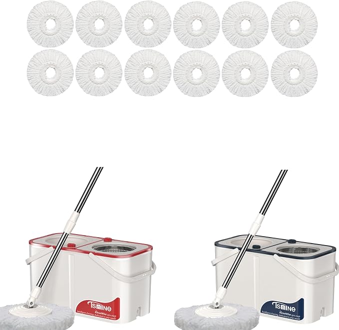 RinseWise Spin Mop Bucket Set Separate Dirty Water with 12 Pcs Mop Heads