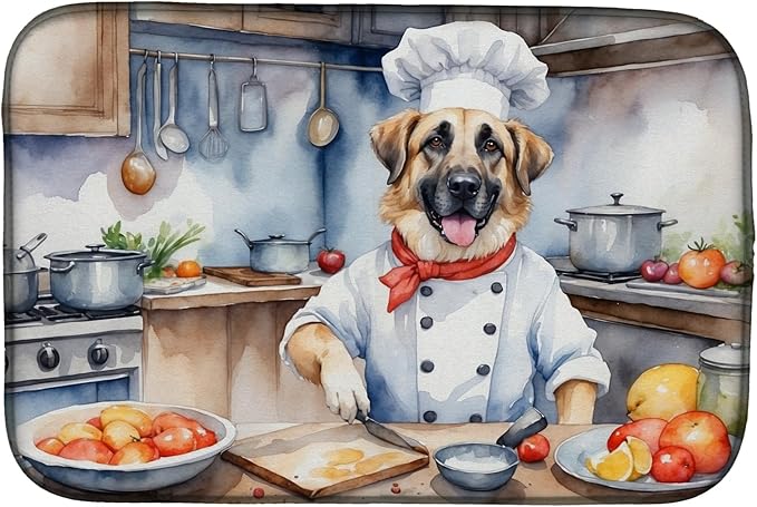 Caroline's Treasures DAC6191DDM Anatolian Shepherd The Chef Dish Drying Mat Absorbent Dish Drying Mat Pad for Kitchen Counter Dish Drainer Mat for Countertop, 14 x 21", Multicolor