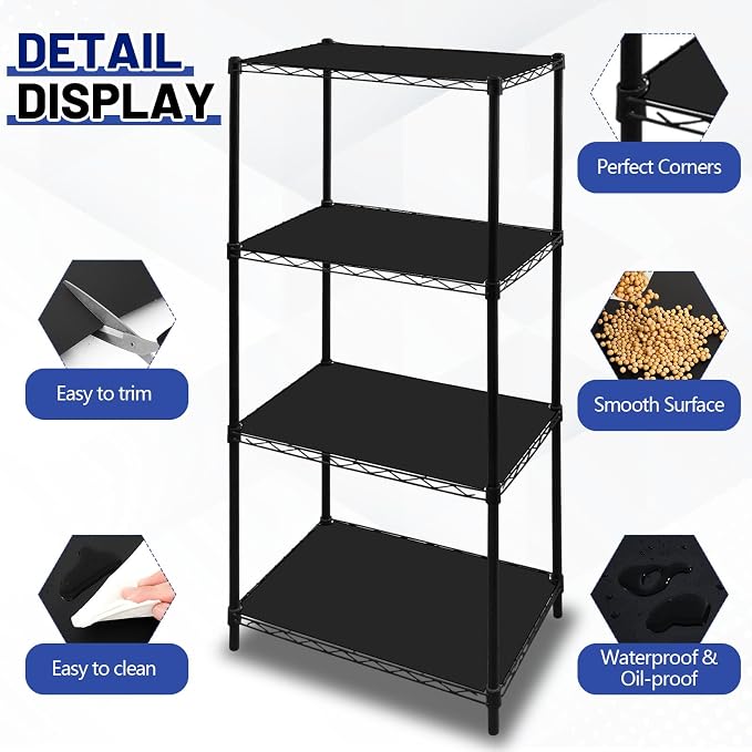 Sliner 8 Pack 11.8 x 16.6 Inch Wire Shelf Liner Black Plastic Waterproof Liners for Organizing Metal Rack Shelves, Kitchen Cabinets, Cupboard, Pantry