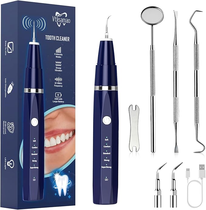 Plaque/Tartar Remover for Teeth, Dental Calculus Remover Teeth Cleaning Kit with LED Light & 5 Adjustable Modes