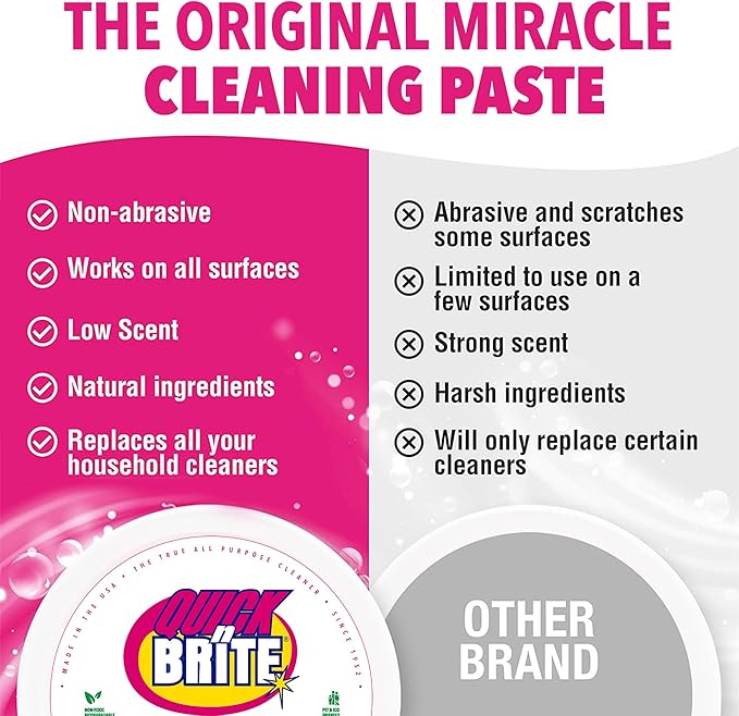 Quick 'n Brite Eco-Friendly Cleaning Supplies Kit - All Purpose Cleaner with Cleaning Paste & Concentrate - Non-Toxic, Powerful Cleaner Includes Sponge - Versatile Solution for Home & Office