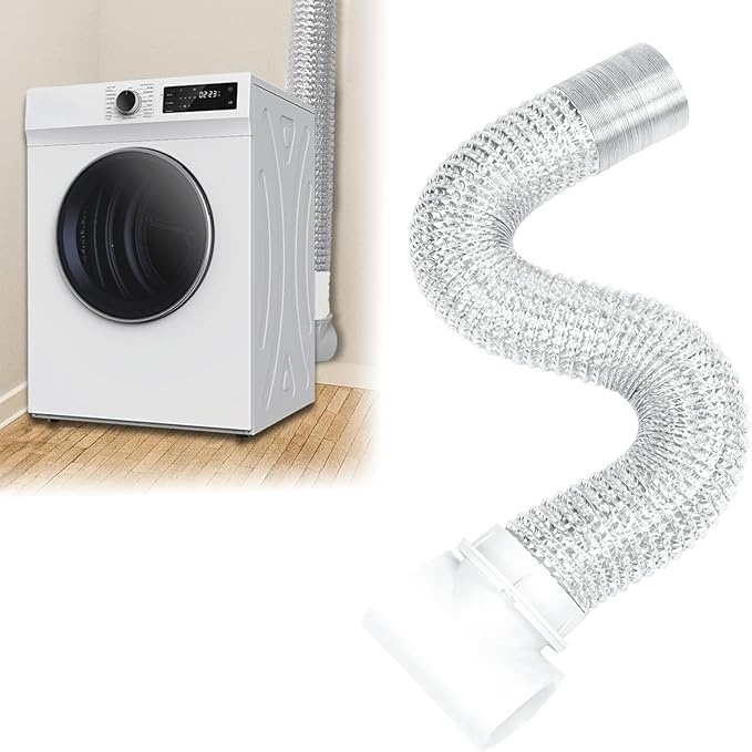 Dryer Vent Connector Kit, 4" Dryer Vent Hose for Tight Space with 90 Degree Elbow, 9.84FT Aluminum Exhaust Flexible Hose, Sealing Tap, Silver