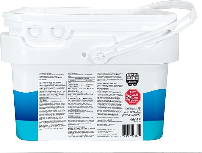 HTH 42053 Swimming Pool Care 3" Chlorine Tabs, Swimming Pool Chlorinating Sanitizer, 8lb