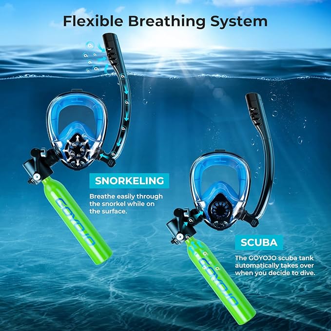 GOYOJO Mini Scuba Tank, Portable Diving Lung Air Tank with DOT Certified, Refillable Emergency Backup Pony Bottle for Snorkeling, Underwater Breathing, Training