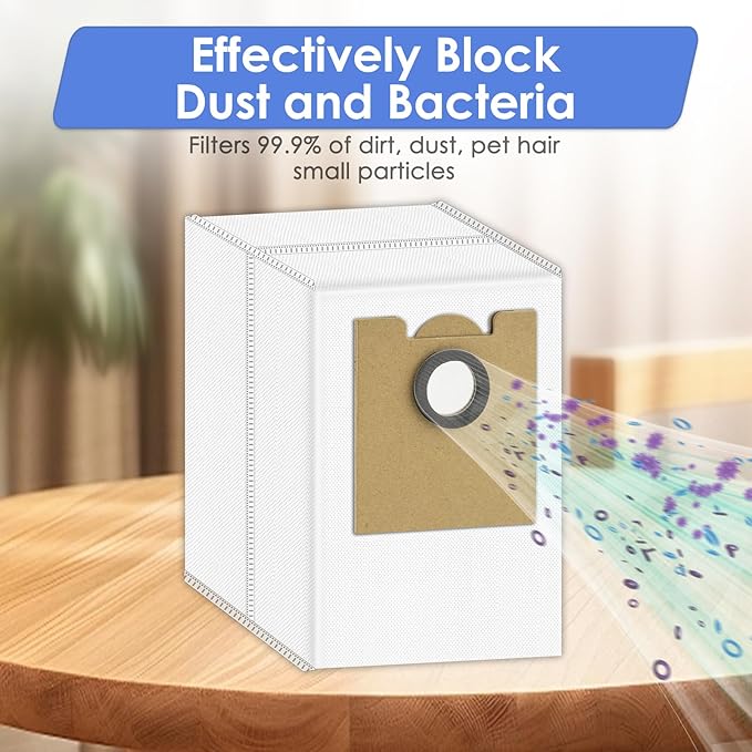 (24 Pack) M2 Pro Replacement Parts for Lefant M2 Pro/ M2S Pro Robot Vacuum, 2 Roller Brushes, 6 Side Brushes, 6 HEPA Filters with Foam Filters, 3 Mop Pads, 6 Dust Bags, 1 HEPA Filter for Base Station