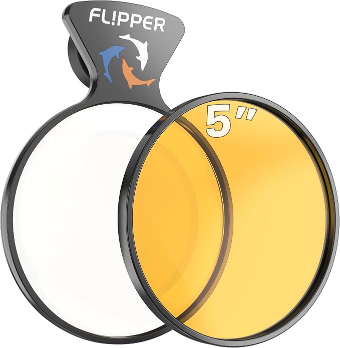 Flipper DeepSee Aquarium Magnifier Magnetic Viewer & Orange Filter Lens – Fish Tank Magnifying Glass – Magnetic Magnifying Glass Ideal for Photography - Flipper Fish Tank Accessories, 5"