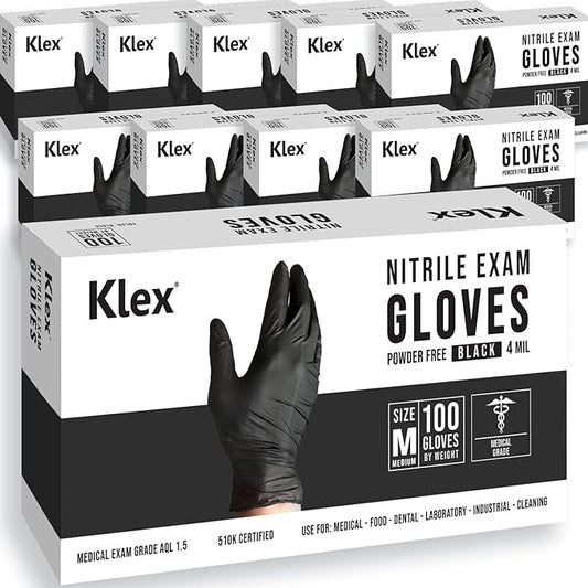 Klex Nitrile Exam Gloves - Medical Grade, Powder Free, Latex Rubber Free, Disposable, Food Safe
